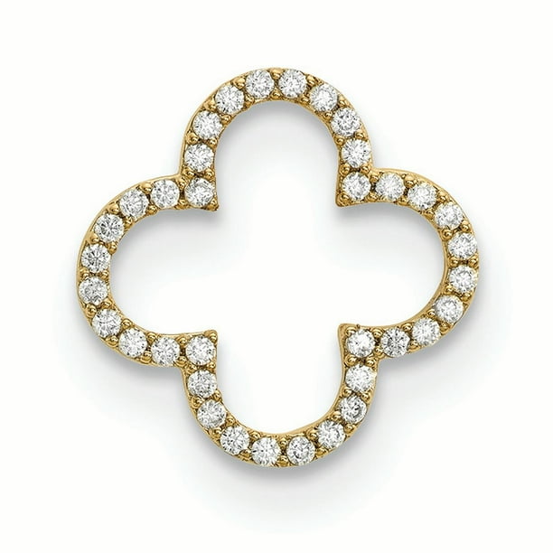 14k Yellow Gold Small Quatrefoil Design Necklace Chain Slide Pendant Charm Fine Jewelry Gifts For Women For Her 14k Yellow Gold Small Quatrefoil Design Necklace Chain Slide Pendant Charm Fine Jewelry Gifts For Women For Her